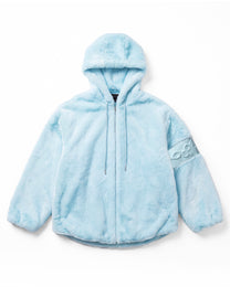 PL4Y FUR HOODIE - BLUE