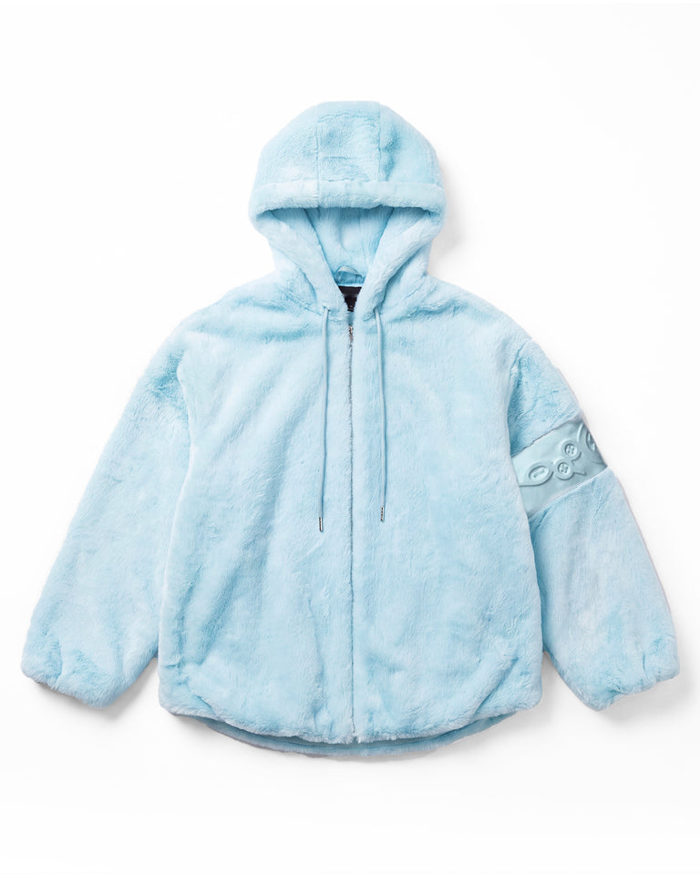PL4Y FUR HOODIE - BLUE