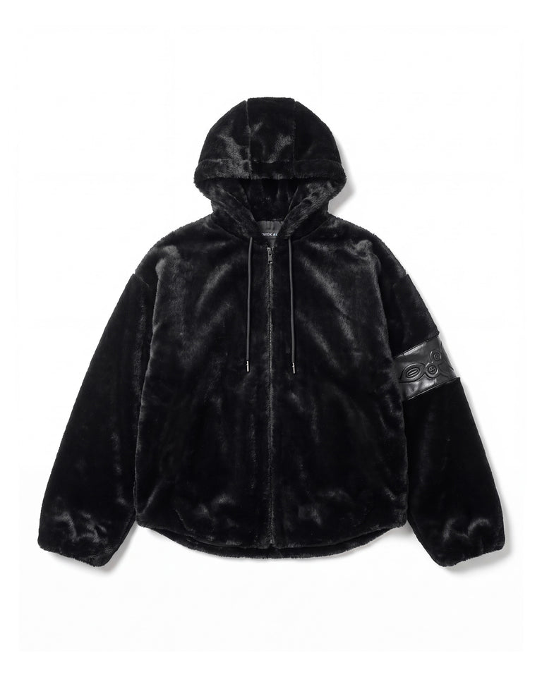 PL4Y FUR HOODIE - BLACK