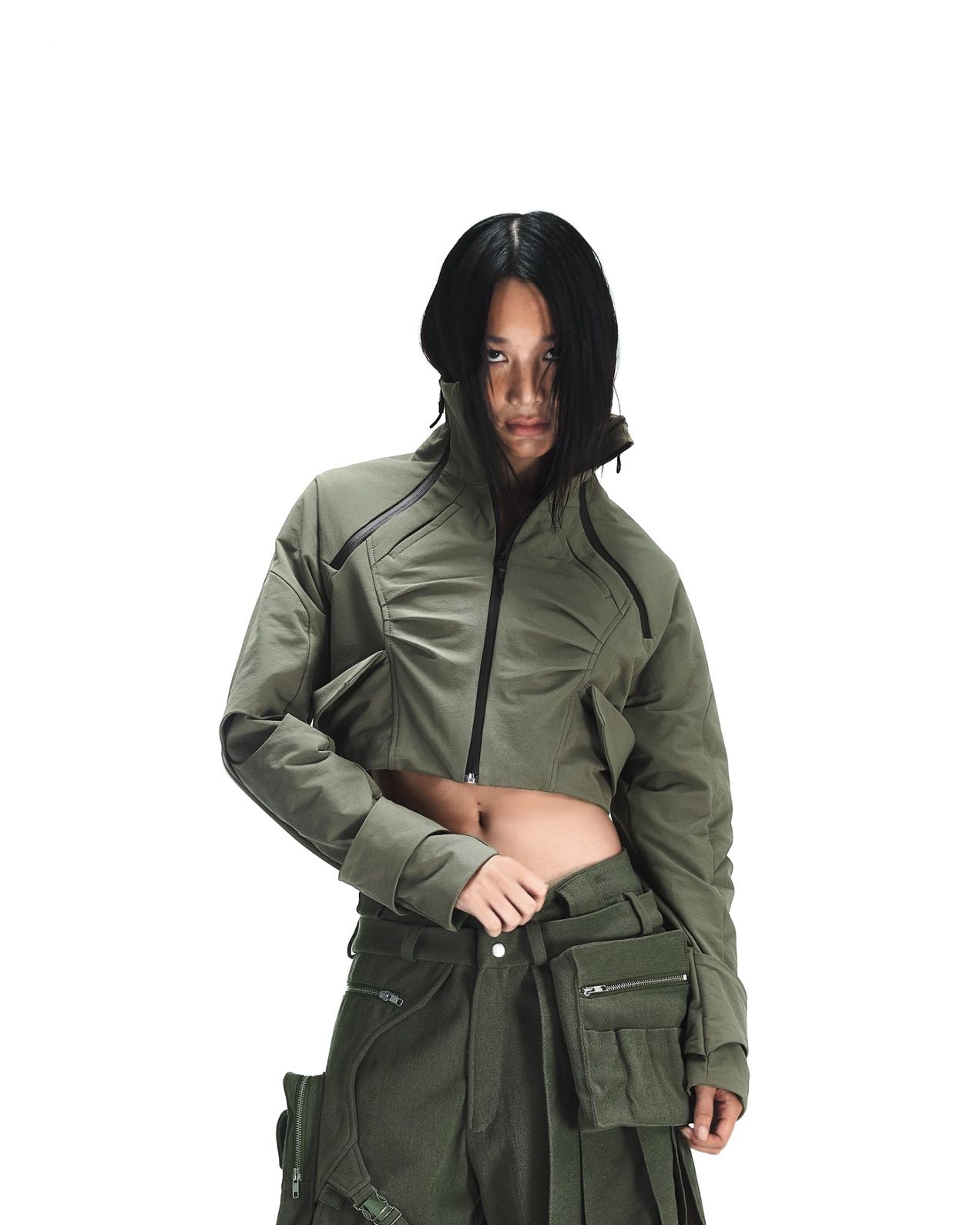 XIRVA CROPPED JACKET (Olive)