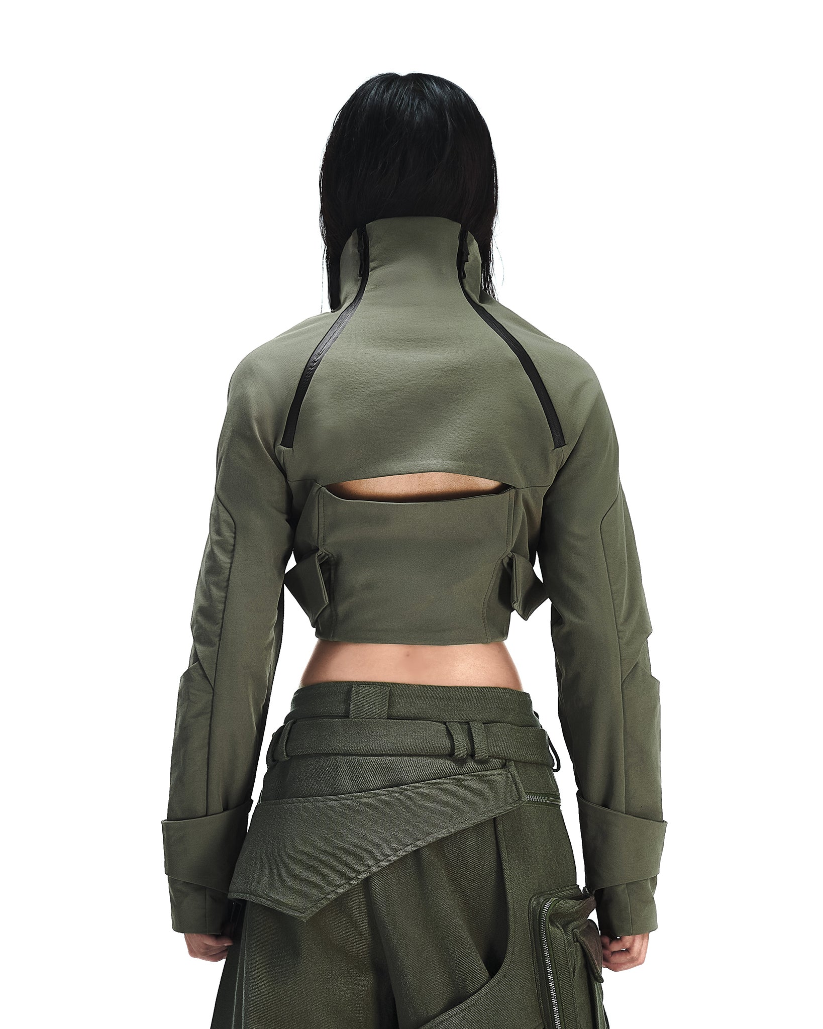 XIRVA CROPPED JACKET (Olive)