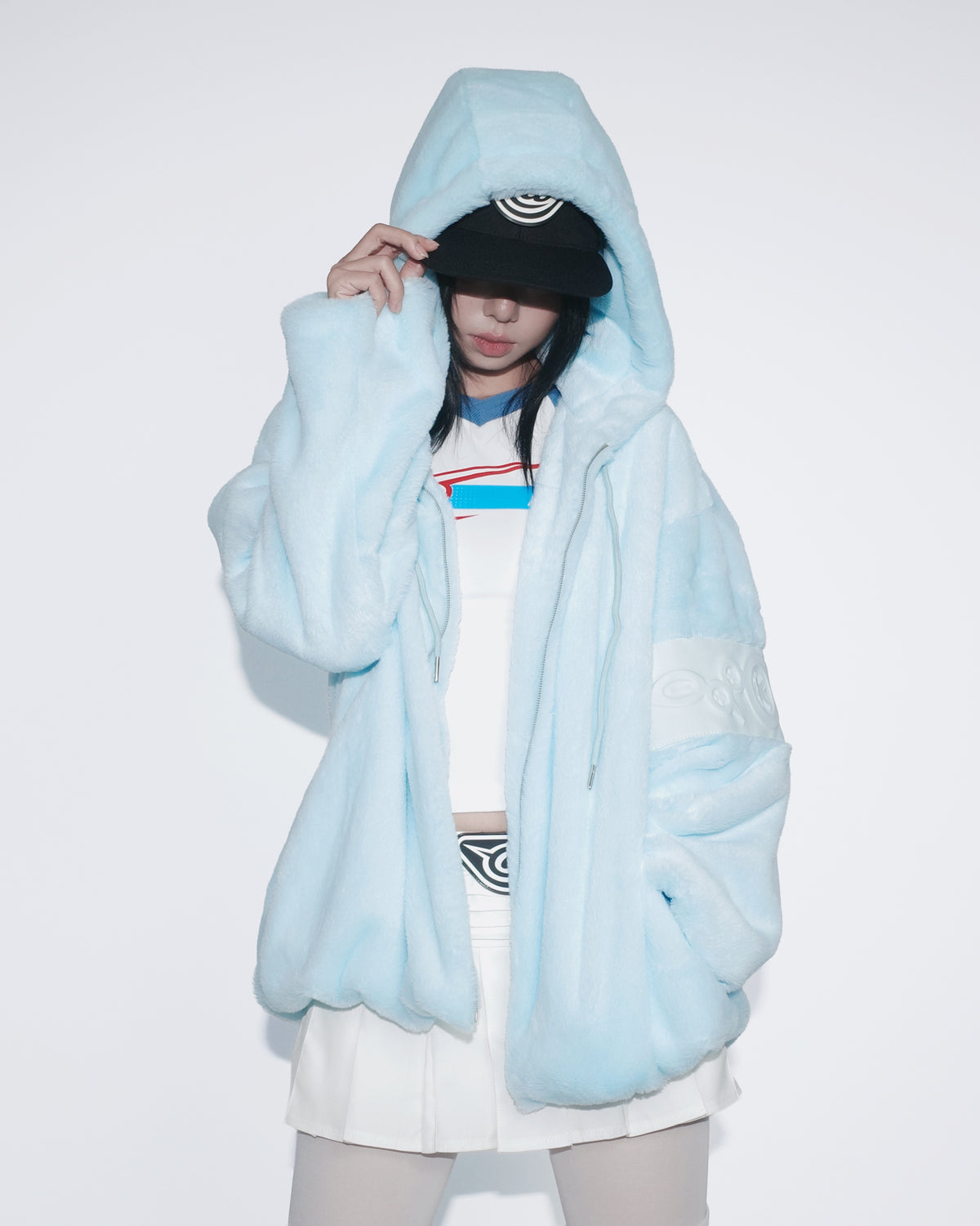 PL4Y FUR HOODIE - BLUE