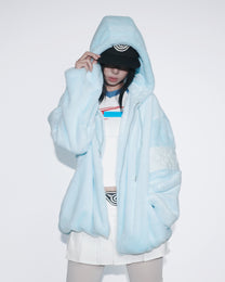 PL4Y FUR HOODIE - BLUE