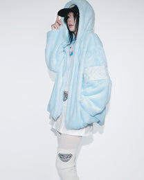 PL4Y FUR HOODIE - BLUE