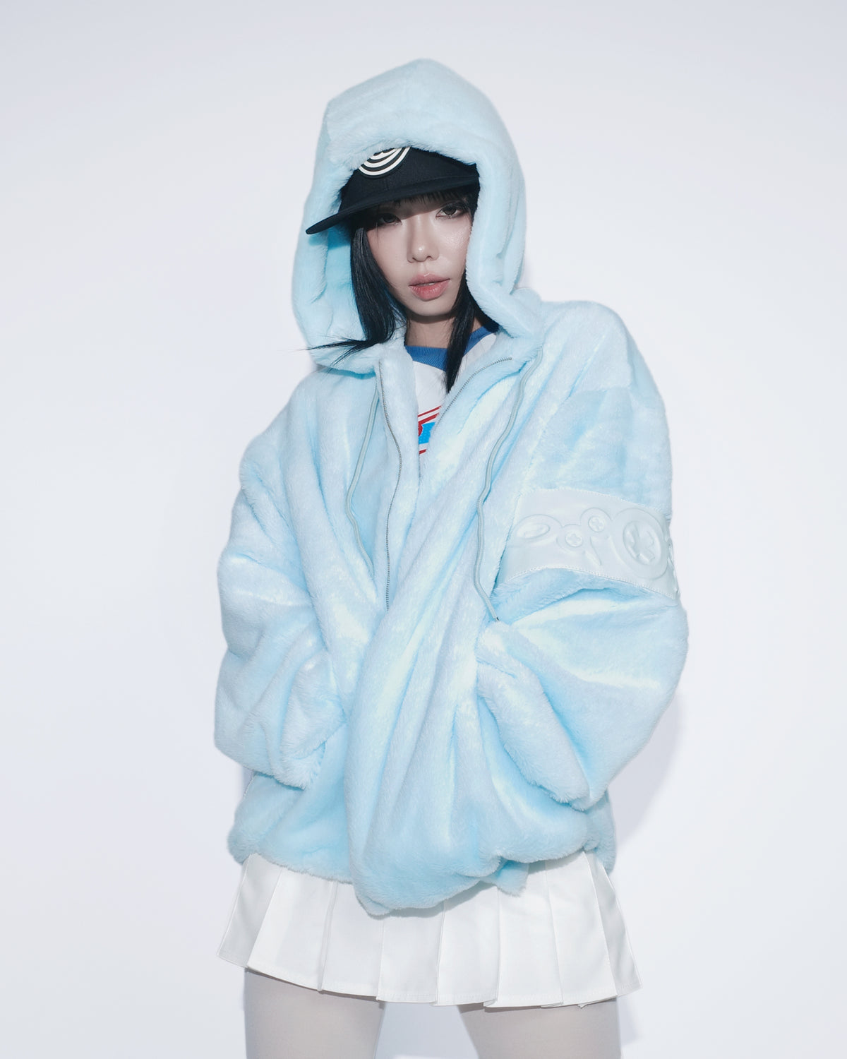 PL4Y FUR HOODIE - BLUE
