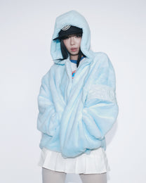 PL4Y FUR HOODIE - BLUE