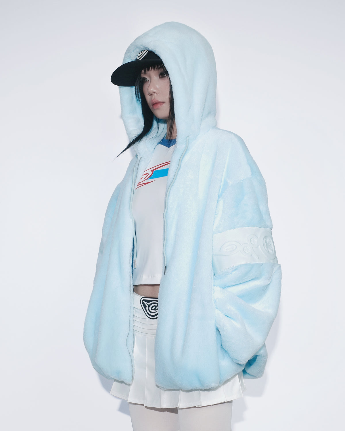 PL4Y FUR HOODIE - BLUE