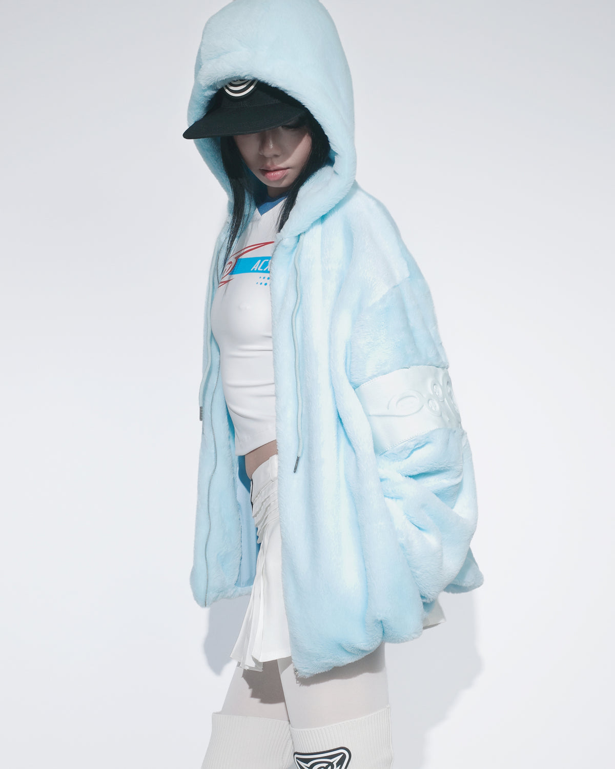PL4Y FUR HOODIE - BLUE