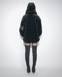 PL4Y FUR HOODIE - BLACK