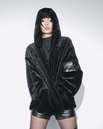 PL4Y FUR HOODIE - BLACK