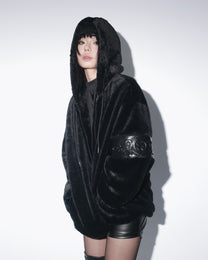 PL4Y FUR HOODIE - BLACK