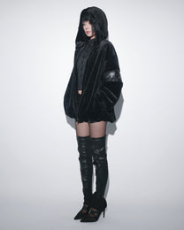 PL4Y FUR HOODIE - BLACK