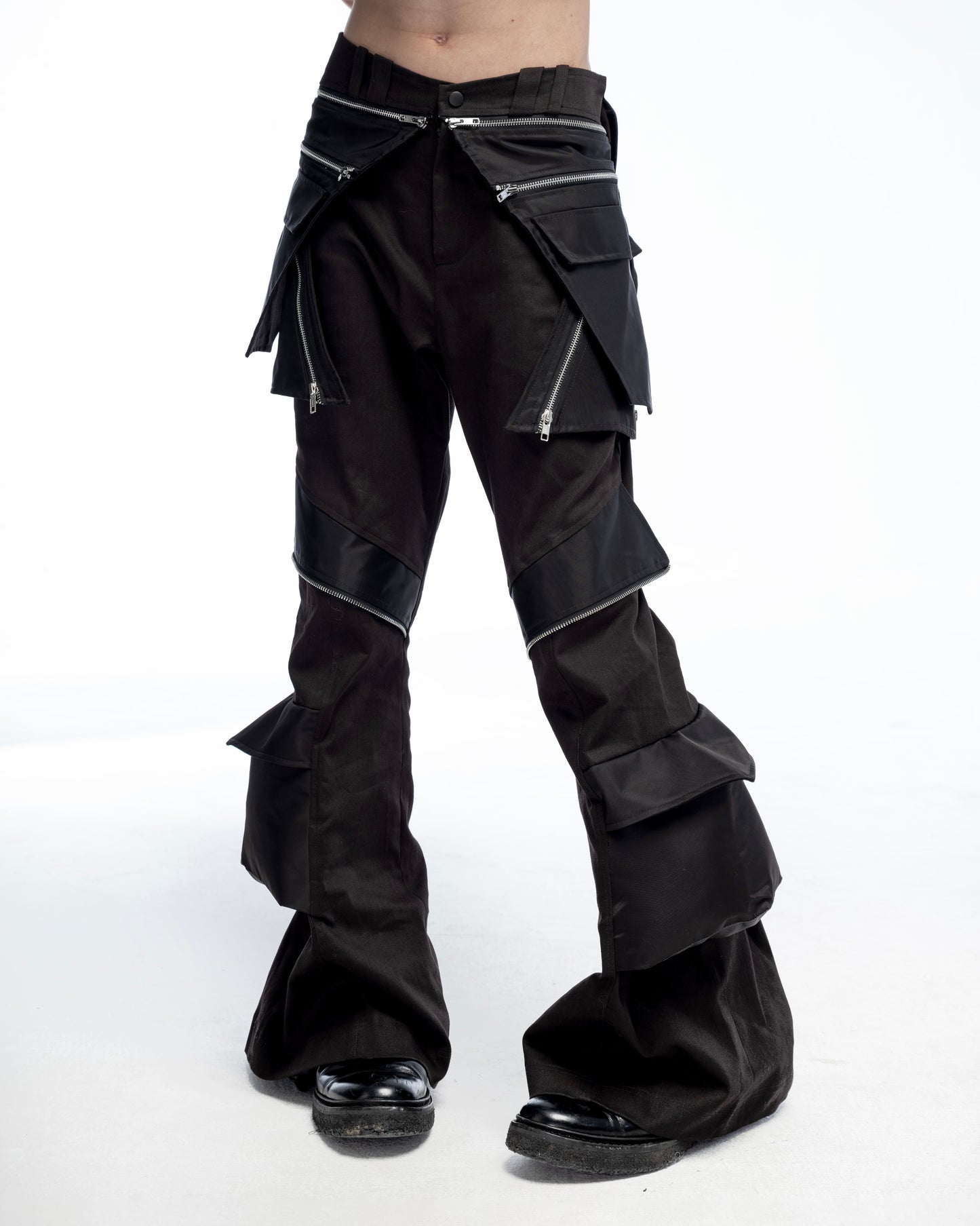 XNGINE'ZIP LAYERED FLARE PANTS