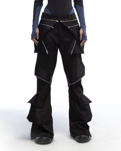 XNGINE'ZIP LAYERED FLARE PANTS