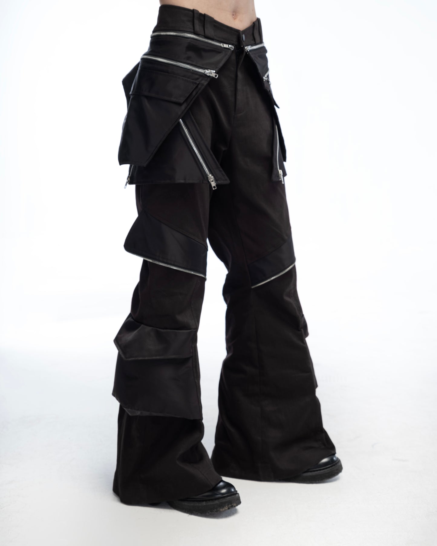 XNGINE'ZIP LAYERED FLARE PANTS